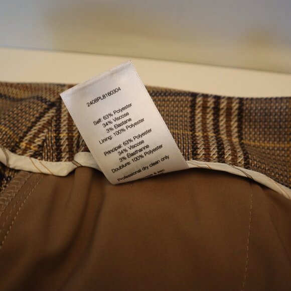 Veronica Beard Tani Pant Brown Check Plaid Classic Trousers Size 4 - Picture 8 of 8